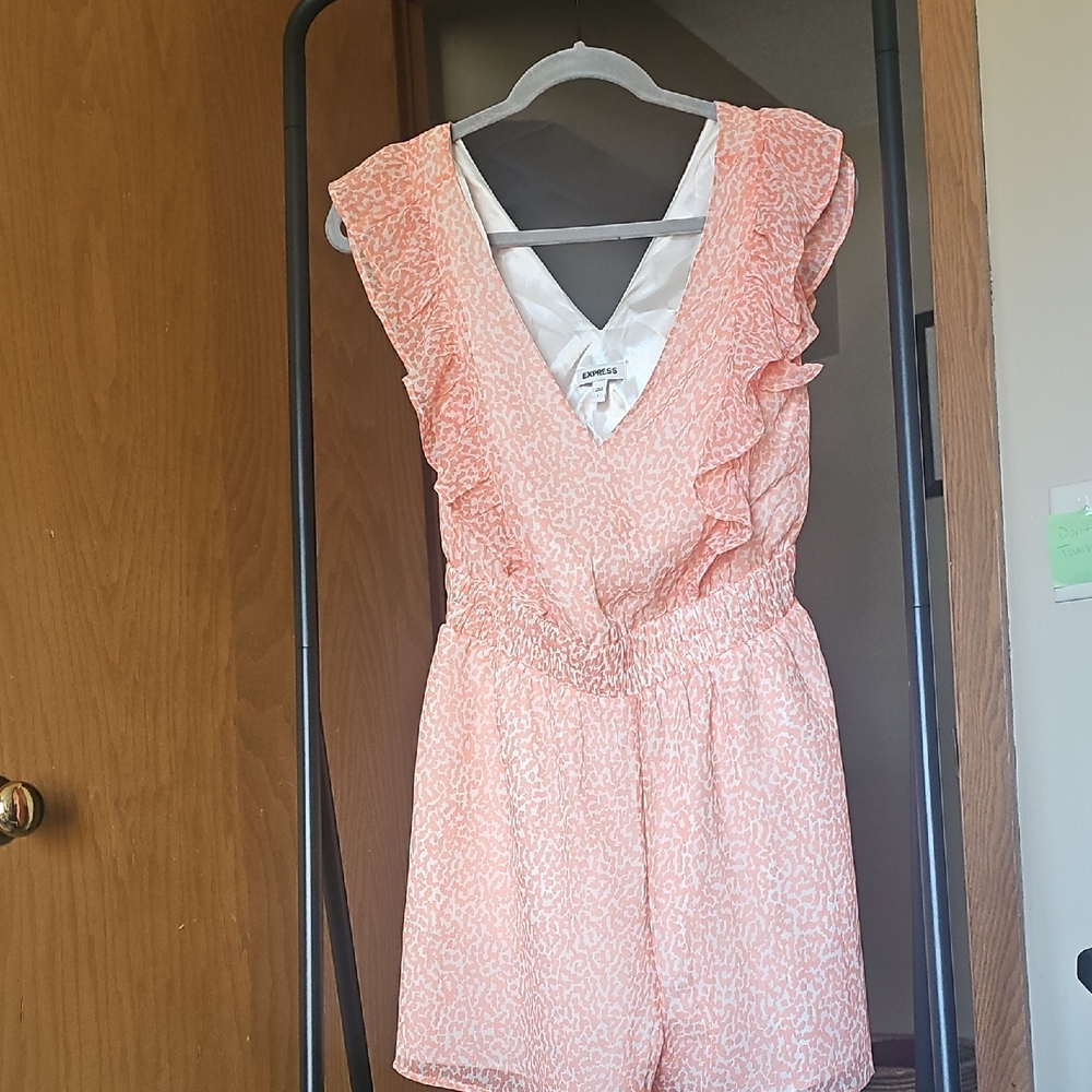 Express Orange And White Romper